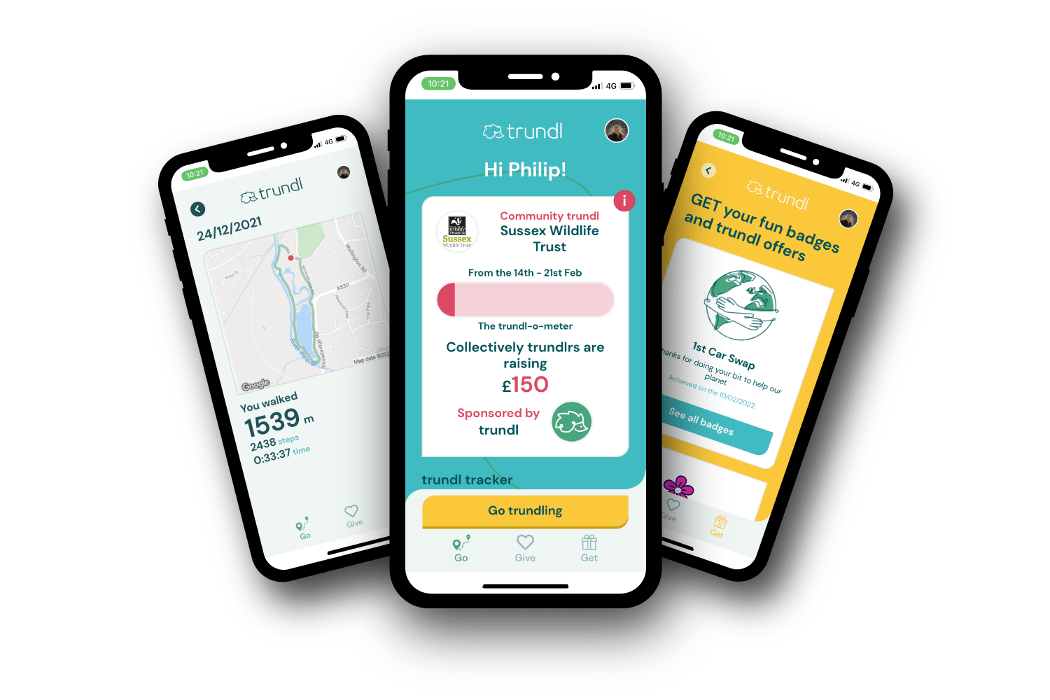 trundl walking app | uk charity app | uk donation app