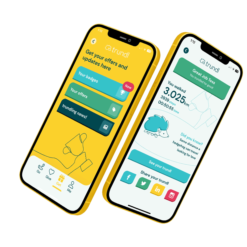 trundl, trunlde, walking app, charity walking, raise money for charity by walking, charity walking app, trundl for charity, trundl donations, charity app, trundl for health, how to raise money for charity