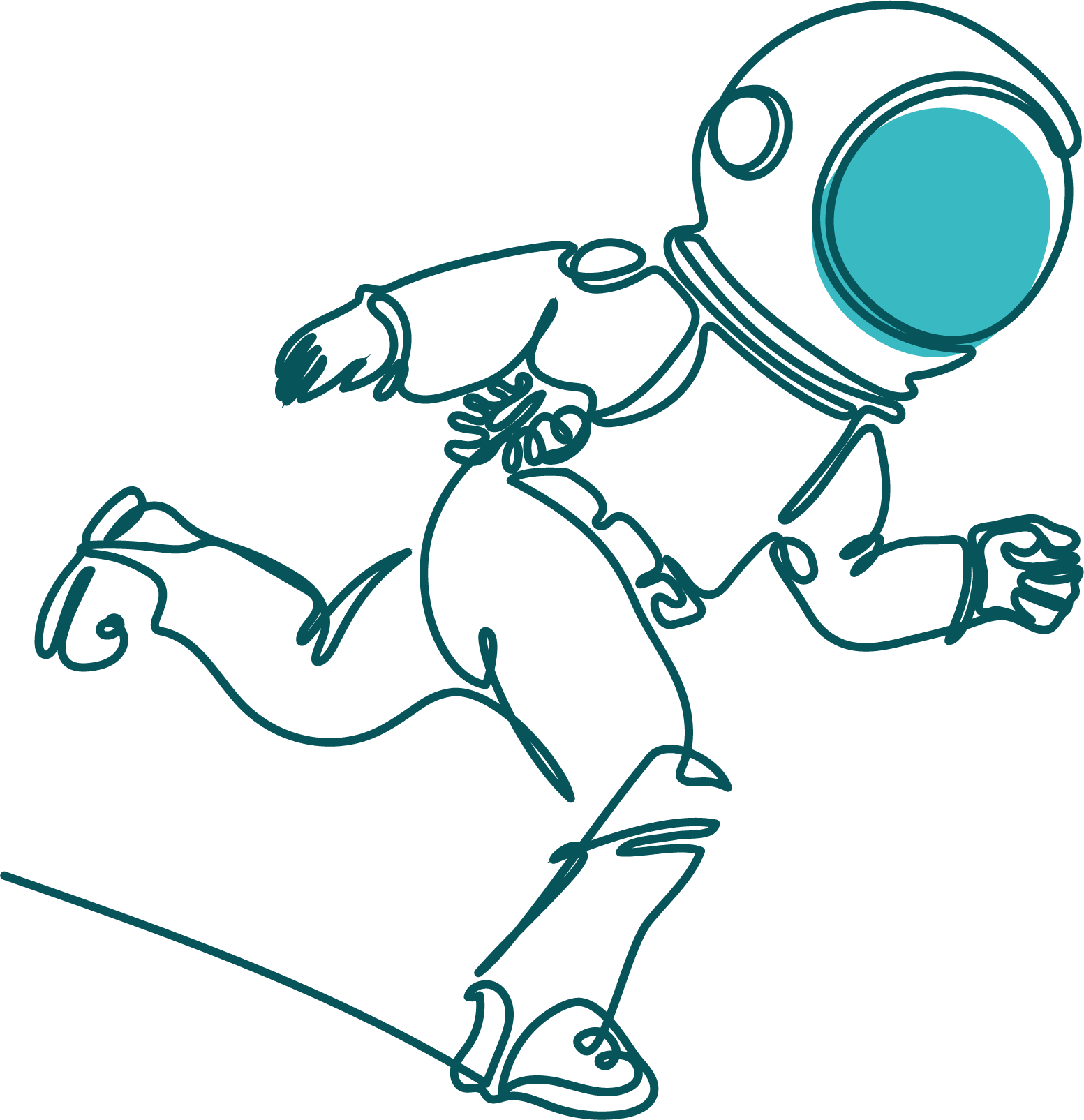 Illustration of running astronaut, very cool